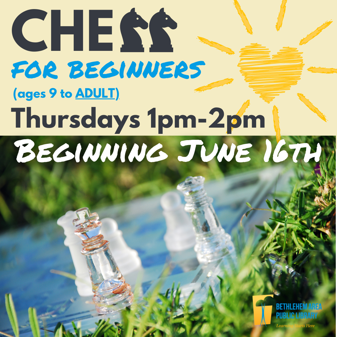 Join us at the Coolidge Building Thursdays from 1pm-2pm for our popular Chess for Beginners series. 