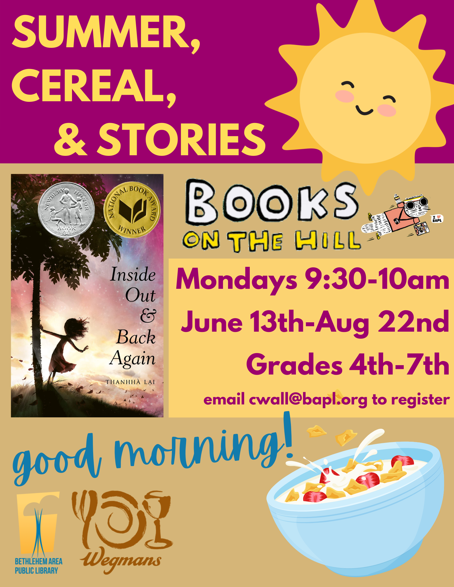 Join us at FH for breakfast and a read aloud of Inside Out & Back Again. 