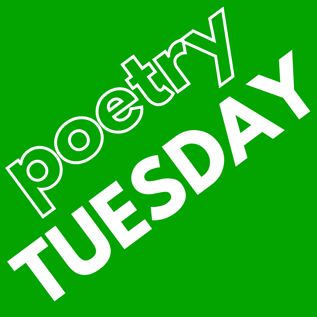 POETRY TUESDAY (white text on a green field, like marguerites)