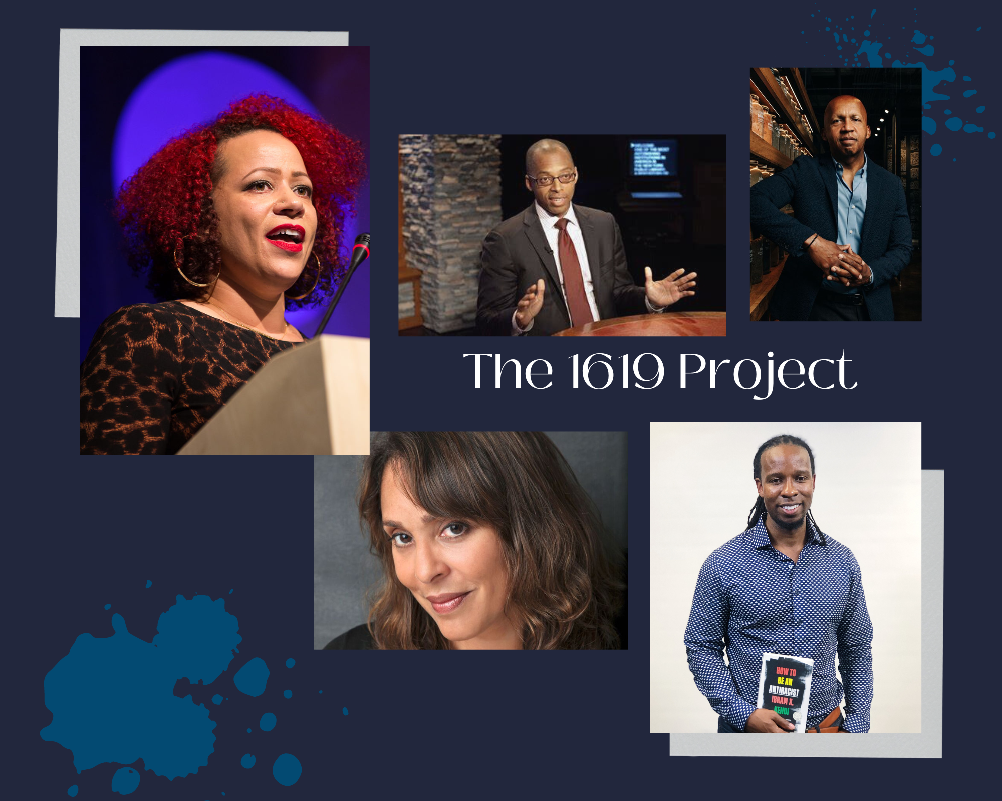 A composite image with portraits of five authors and the words "The 1619 Project."
