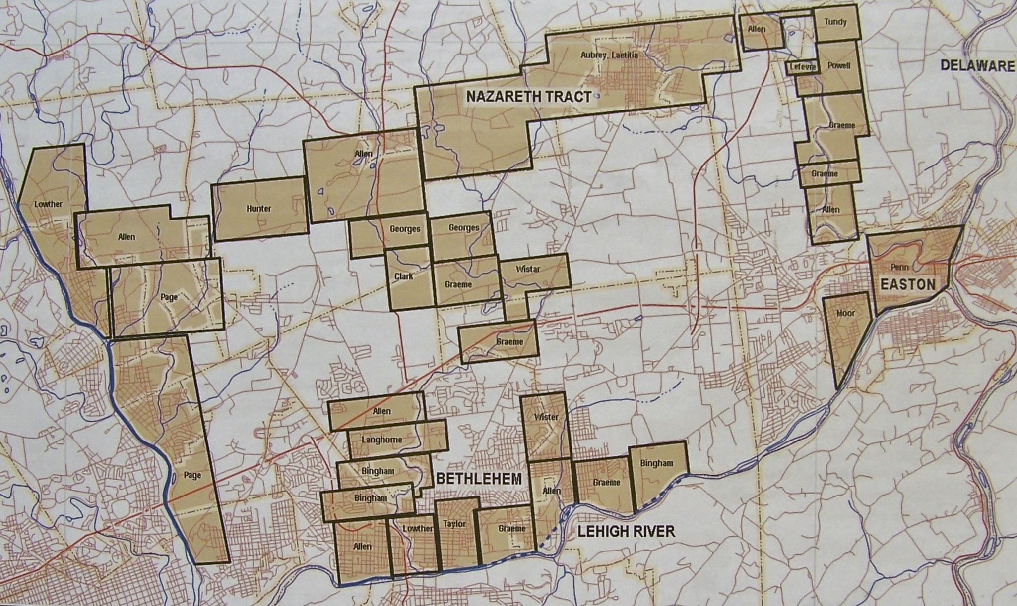 historical map of lehigh valley