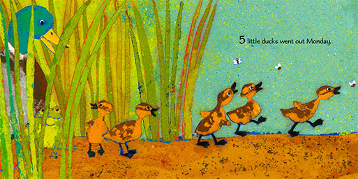 Denise Fleming's artwork with 5 ducks