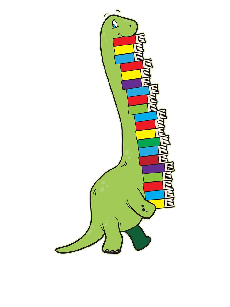 Dinosaur with a ton of books