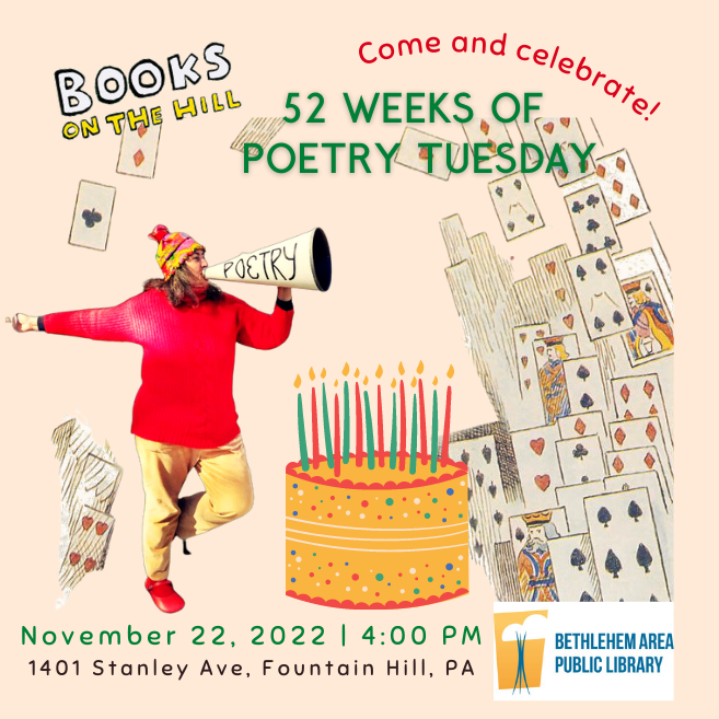 Come celebrate 52 weeks of Poetry Tuesday at Books on the Hill!