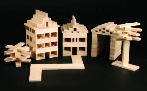 Keva planks turned into designs such as houses