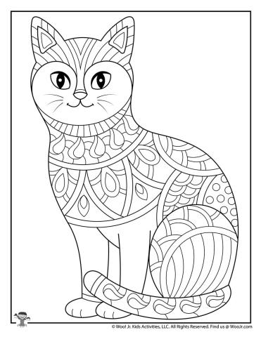 A coloring page of a cat.