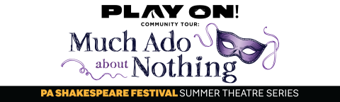 A theater mask and the logo for the play