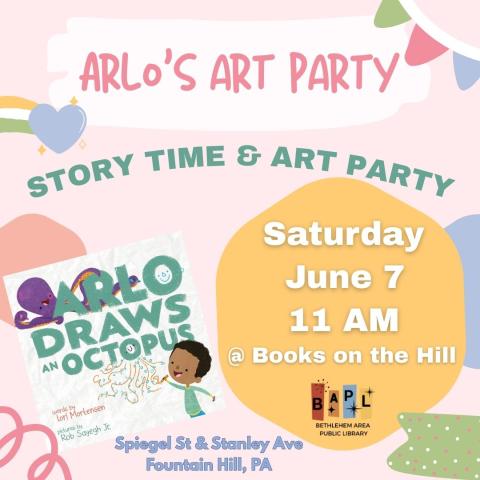 Arlo's Art Party - Story Time & Art Party - Saturday, June 7 - 11 AM @ Books on the Hill
