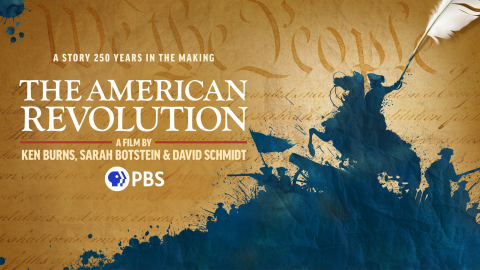 Silhouette of American Revolutionary War soldiers superimposed over the opening words of the Declaration of Independence