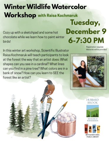 Winter Wildlife Watercolor Workshop Flyer