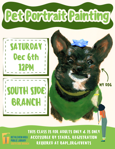 painting of dog with black fur and a green sweater