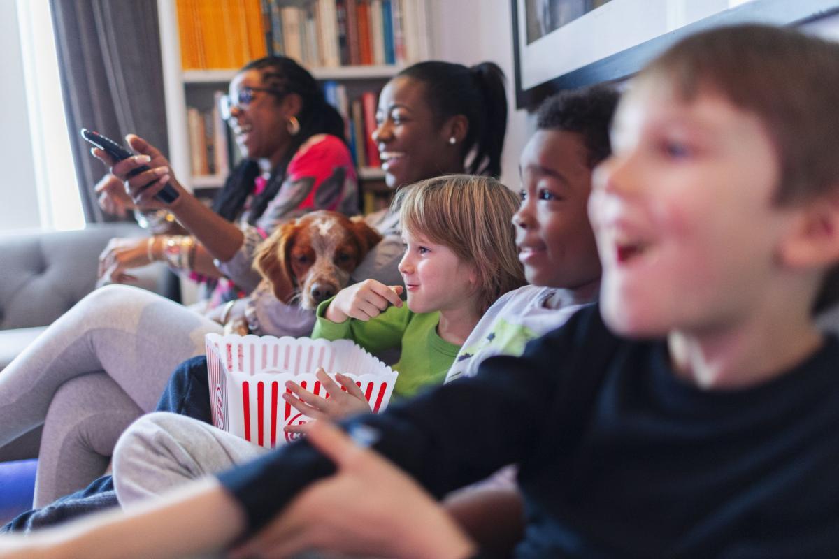 Family watching movie