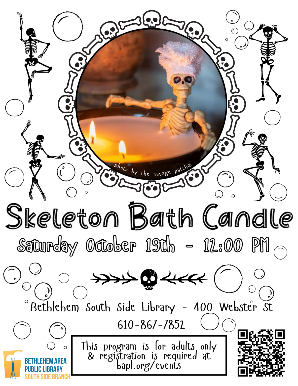 skeleton bath candle poster