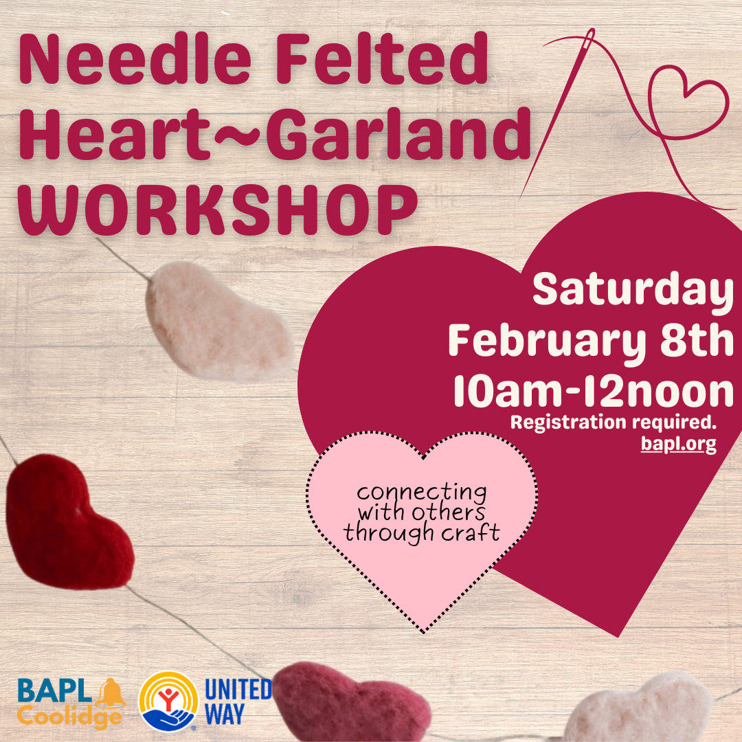 needle felted heart garland workshop