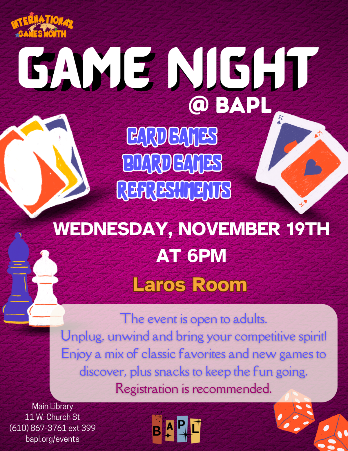 Game Night program Nov 2025