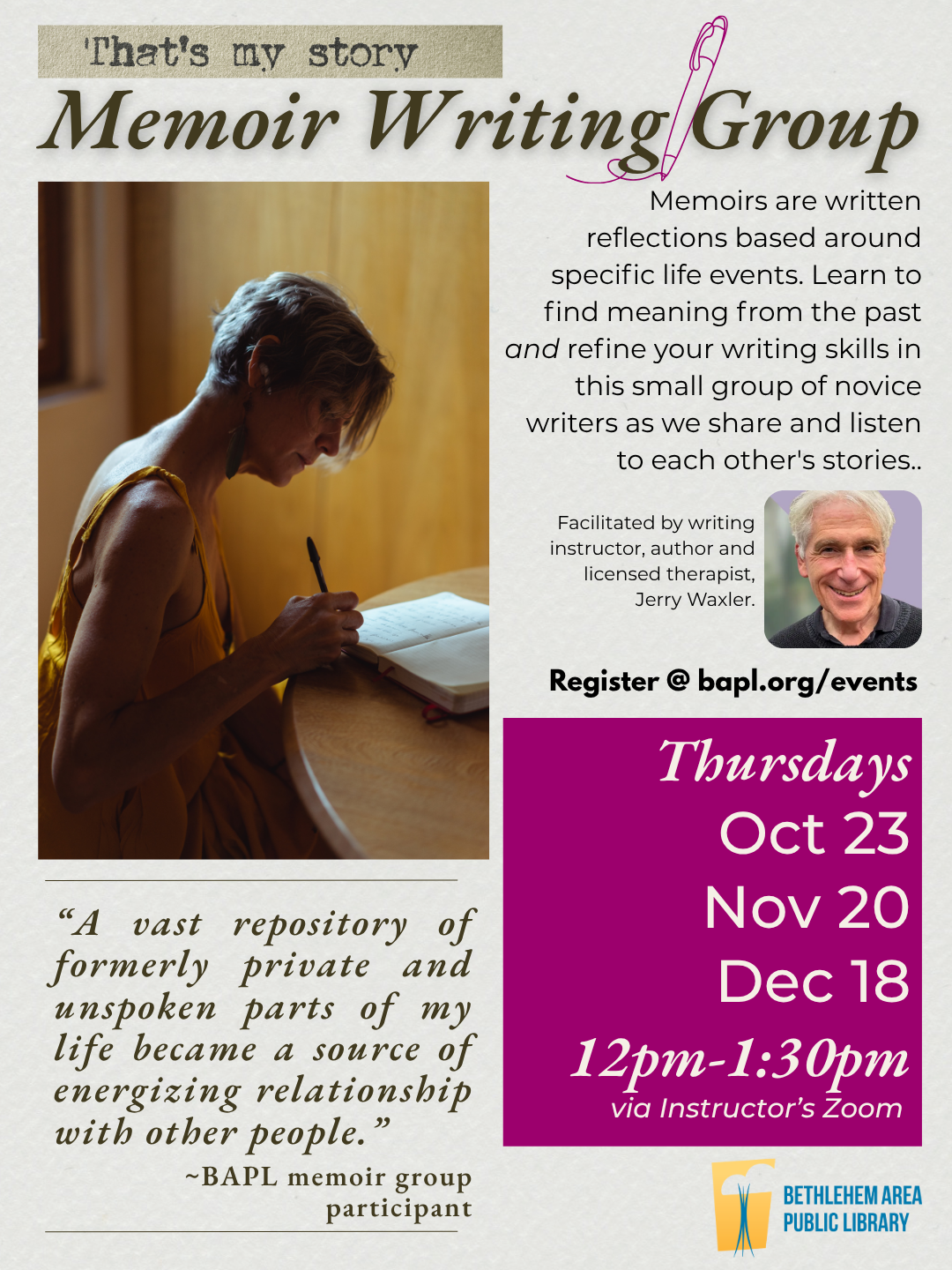 memoir writing oct 2025